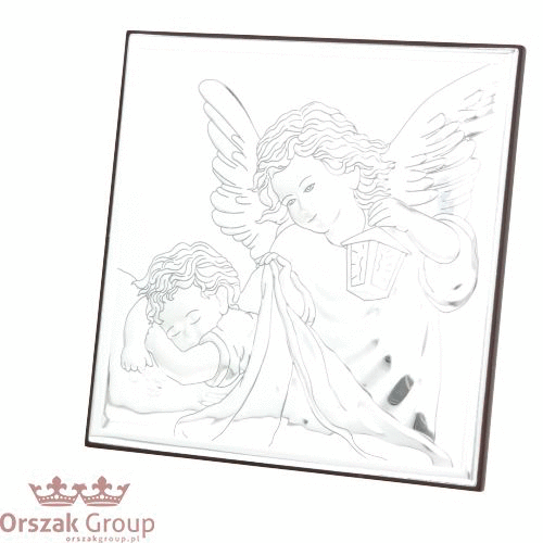 Obrazek srebrny Anioł Stróż 12×12 – widok 360 stopni